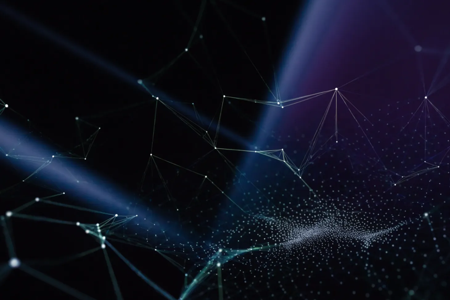 Neon lines representing obfs4 bridges in a dark digital space
